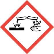 Hasło ostrzegawcze: NIEBIEZPIECZEŃSTWO Piktogram: Zwroty określające rodzaj zagrożenia: H302 Działa szkodliwie po połknięciu. H314 Powoduje oparzenia skóry oraz uszkodzenia oczu.