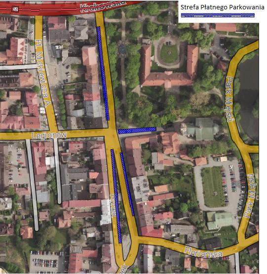 Załącznik Nr 1 do Uchwały Nr IV-18-15 Rady w Andrychowie Strefy Płatnego Parkowania pojazdów samochodowych na obszarze Miasta Andrychowa Rynek: a) odcinek od ul. Krakowskiej do ul.