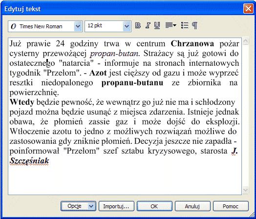 W takiej pozycji edycja tekstu jest praktycznie niemożliwa. Wybierz z menu opcję Tekst > Edytuj tekst.