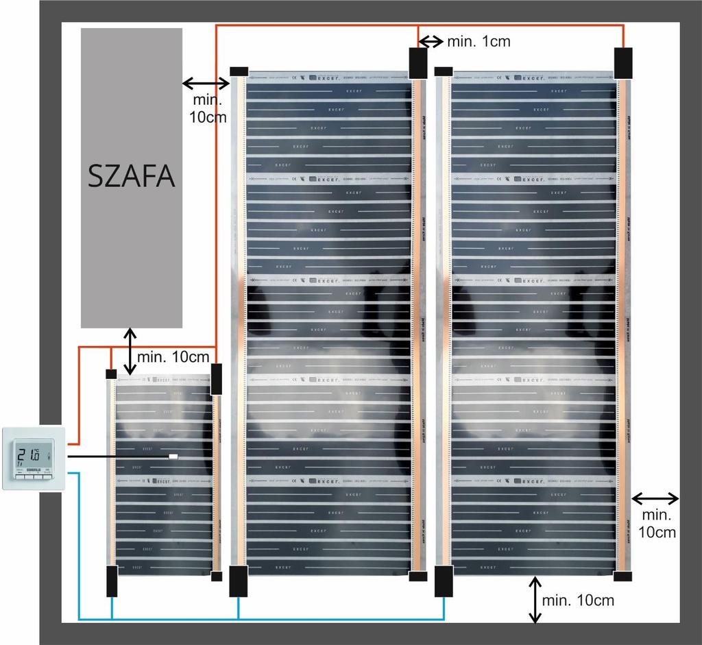 . PRZYGOTOWANIE DO INSTALACJI W pomieszczeniu, w którym będzie wykonana instalacja folii grzewczych marki FELIX należy przeprowadzić następujące czynności przygotowawcze:.