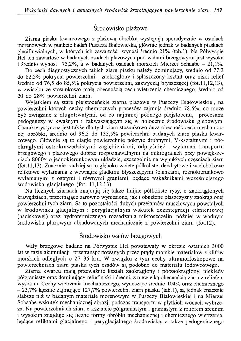 Wskaźniki dawnych i aktualnych środowisk kształtujących powierzchnie ziam.