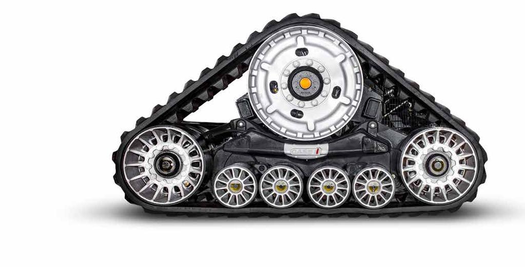 NACISK NA GRUNT (BAR) 4 3 2 1 PORÓWNANIE NACISKU NA GRUNT 1,27 2,4 TECHNOLOGIA NAPĘDU GĄSIENICE 61 cm OPONY 900/60R38 GĄSIENICOWY UKŁAD JEZDNY Z GUMOWYMI AMORTYZATORAMI LUB ZAWIESZENIEM SEKRET TKWI W