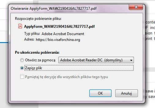 I POTWIERDZAM NR MOJEGO FORMULARZA WIZOWEGO.