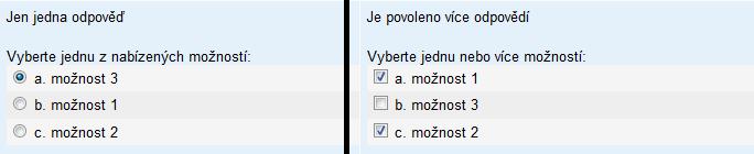 krokem je možnost promíchat odpovědi, díky které se nabízené možnosti zobrazí v testu pokaždé v jiném pořadí. Následuje volba formátu značení jednotlivých možností.
