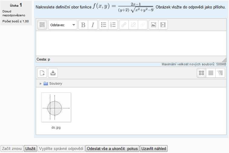 Obrázek 20: Hotová úloha typu Dlouhá tvořená odpověd ; Příklad 2.7 Knakreslenídefiničníhooborulzepoužítnapříkladprogram MicrosoftWord nebo Malování.