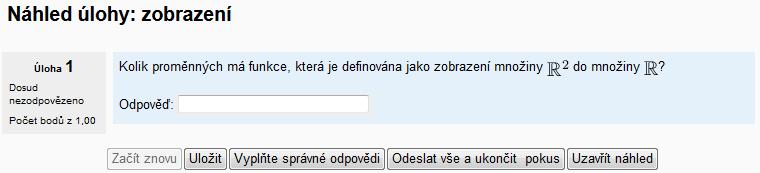 Obrázek 27: Náhled hotové Numerické úlohy; Příklad 2.11 V případě Příkladu 2.11 je správnou odpovědí číslo 2, odpovědi se tedy přidělí známka 100%.