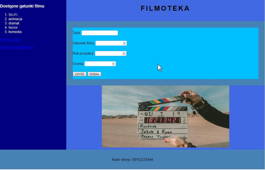 Witryna internetowa Obraz 2. Witryna internetowa. Kursor znalazł się na obszarze formularza. Przygotowanie grafiki: Grafikę kadr.jpg należy skadrować.