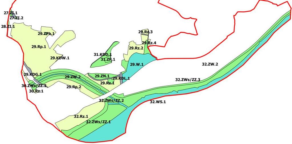 W jego granicach obowiązują zapisy czterech miejscowych planów zagospodarowania przestrzennego: Dla wybranych obszarów przyrodniczych miasta Krakowa etap A (obszary nr 27, 28, 29, 30, 31, 32),