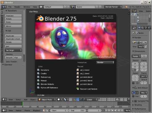 Grafika 3D: Blender, cz. I interfejs 06.09.2015 21:16, autor: skala67 źródło: http://www.dobreprogramy.pl/skala67/grafika-3d-blender-cz.-i-interfejs,66216.