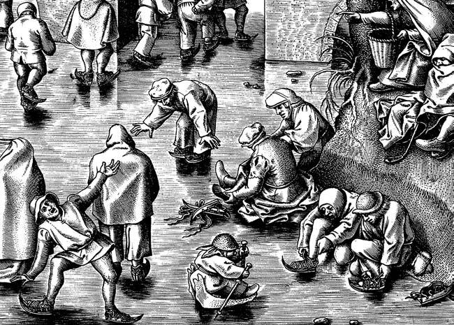 Ryc. 965. Pieter Bruegel Starszy, Łyżwiarze przed bramą św. Jerzego (fragment), ok. 1553 r., Antwerpia (www.the-athenaeum.org) Fig. 965. Pieter Bruegel the Elder, Skating before the St.