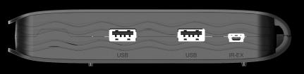 2. Opis urządzenia 2.1 Panel przedni 1.IR-EX: Miejsce komunikacji z pilotem. 2.USB2.