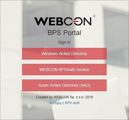 Domyślnym dostawcą autentykacji jest Windows Active Directory i jeśli w systemie WEBCON BPS Portal nie ma skonfigurowanych innych aktywnych dostawców autentykacji nastąpi automatyczne zalogowanie