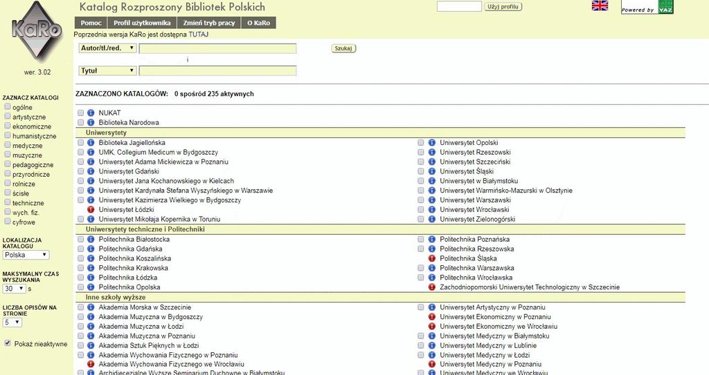 KaRo KaRo (katalog rozproszony) pozwala na dostęp do informacji o zasobach wielu polskich bibliotek i ułatwia wyszukanie interesujących