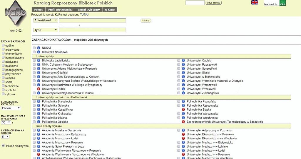 KaRo KaRo (katalog rozproszony) pozwala na dostęp do informacji o zasobach wielu polskich bibliotek i ułatwia wyszukanie interesujących