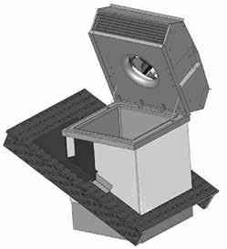 Patrz na osobną instrukcję do podstawy dachowej TGÖ artykuł numer 1270158. Wentylator TKC montowany na podstawie dachowej. Sprawdź jak wentylator będzie otwierany w czasie inspekcji czy czyszczenia.