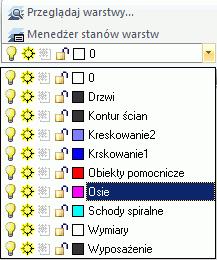 Aby zdefiniować warstwę jako bieżącą, kliknij na nią dwukrotnie w oknie Eksploratora warstw lub na panelu Warstwy wybierz ją z rozwijalnej listy.