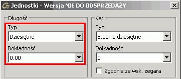 Jednostka liniowa rysunku może odzwierciedlać cal, stopę, metr lub mile. Należy również zdefiniować dokładność.