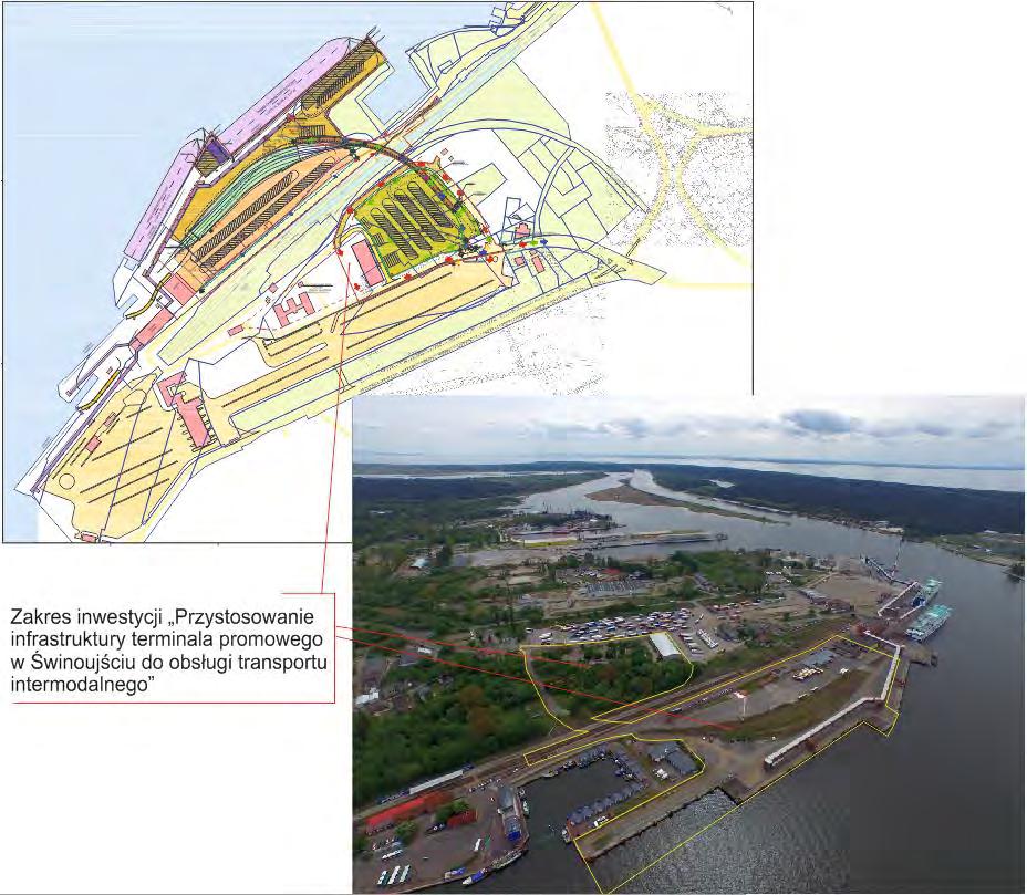 Przystosowanie infrastruktury terminalu promowego w Świnoujściu do obsługi transportu intermodalnego Celem inwestycji jest przystosowanie istniejącej infrastruktury terminalu promowego w Świnoujściu
