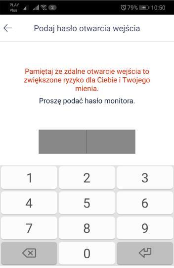 (domyślne 1234) aby zwolnić elektrozaczep.