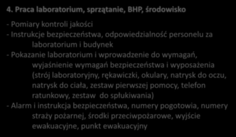 Załącznik lista wskazująca elementy mogące być częścią szkolenia nowego personelu cd. 4.