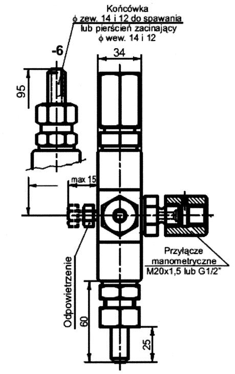ZAWORY MANOMETRYCZNE MES-15 MES-15.1 MES-15.2 MES-15.K RYSUNKI GABARYTOWE. Rys.1. Zawór MES-15-