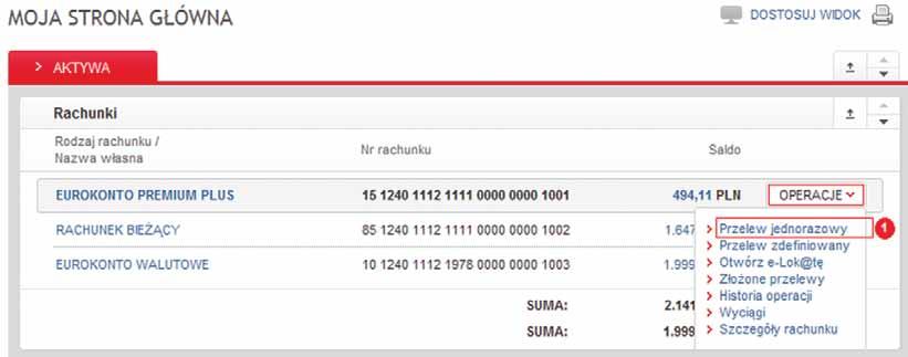 3.4. Realizacja przelewu W serwisie internetowym możesz zlecać przelewy krajowe i zagraniczne, a także przelewy walutowe SEPA (definicje przelewu SEPA znajdziesz w rozdziale 11).