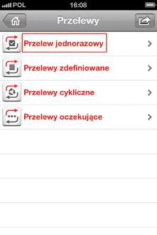 4.4. REALIZACJA PRZELEWU Szeroki wachlarz funkcji dostępnych w aplikacji pozwala na realizację większości