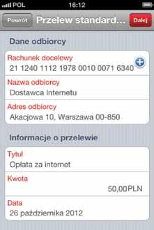 Wypełnij formularz przelewu.