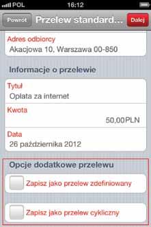 przelew jako zdefiniowany lub