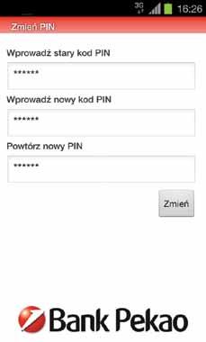Powtórz nowy kod PIN w celu weryfikacji jego poprawności.