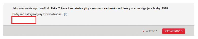 3. Autoryzacja operacji Zatwierdzanie operacji kodami generowanymi w trybie Wprowadź wezwanie Przykład