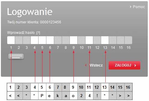 3.2. KOLEJNE LOGOWANIE Wprowadź numer klienta. Wprowadź w puste pola wybrane losowo przez system znaki z hasła (tzw. hasło maskowane), następnie kliknij przycisk Dalej.