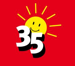 32 Lata 80-te XX wieku W drodze do 35-godzinnego tygodnia pracy Logo słońca 35-godzinnego tygodnia pracy jest nieodłącznie związane z latami 80-tymi XX wieku.