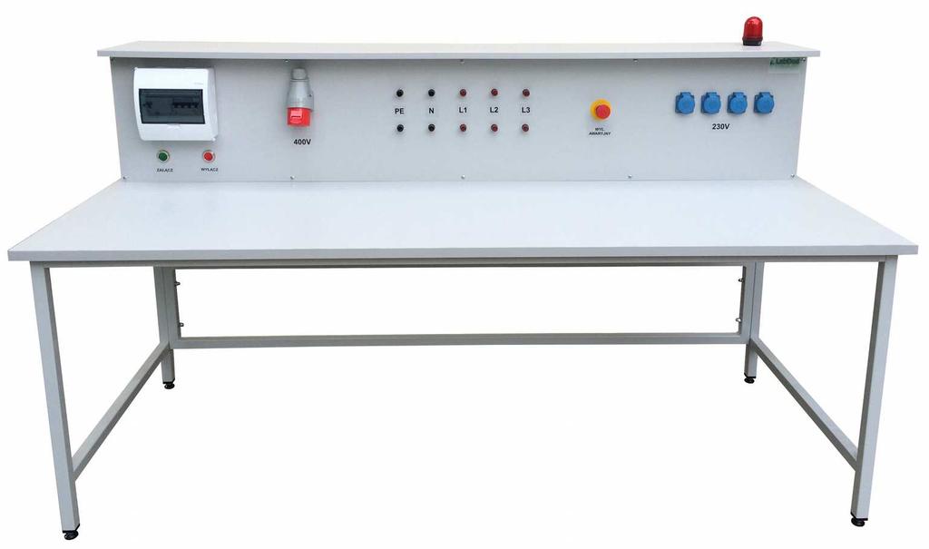 laboratoryjnych PE, N, L1,L2,L3 4 gniazda elektryczne 230V, (PE, N, L1) zasilanie sieciowe przewód z wtyczką 3-fazową 16A przycisk bezpieczeństwa