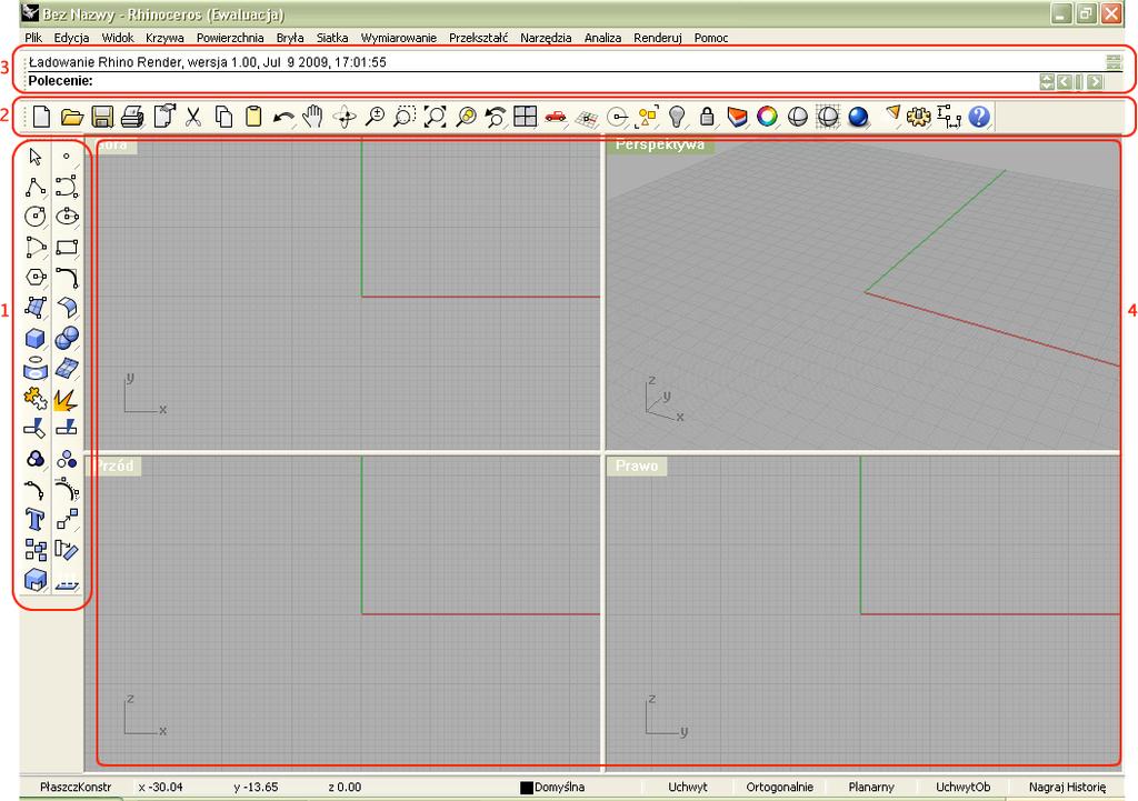 4 Ćwiczenie 1 Modelowanie w Rhino - bryły podstawowe, operacje Boole a 1.1.2.