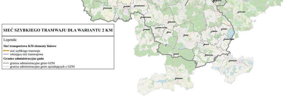 transportu miejskiego dla wariantów W2 i W3; ponieważ system