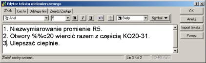 13. Pisanie tekstu (Rys. 4h) Polecenie: W menu wydaj polecenie Tekst W=5.0 oznaczone ikoną: Określ pierwszy narożnik: kliknij punkt A (Rys.