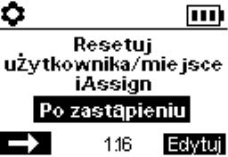 przyporządkowania miejsca (bieżące miejsce podświetlone) Kasowanie przyporządkowania użytkownika i