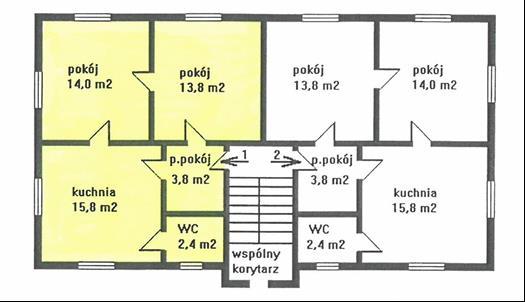 Budynek, w którym zlokalizowany jest przedmiotowy lokal Rzut przedmiotowego lokalu oznaczony kolorem żółtym 1.