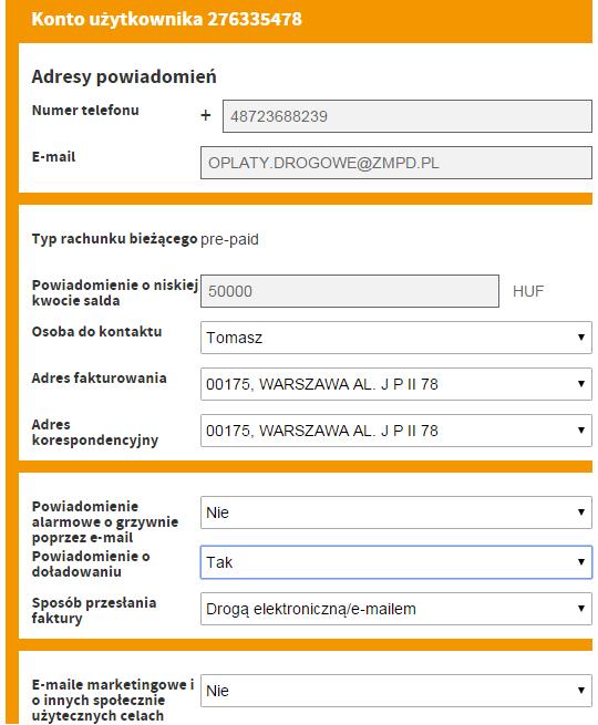 5. ZMIANY W KONCIE UŻYTKOWNIKA Aby dokonać zmian w koncie Użytkownika klikamy w pole: Edytowanie konta użytkownika.