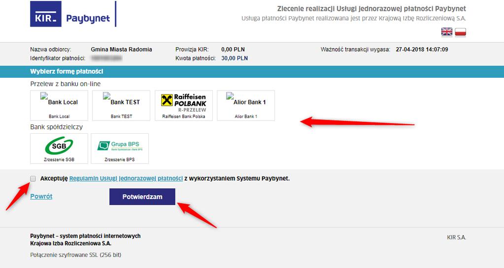 Rysunek 25. Wybór banku do przelewu 8.
