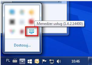 W oknie Menedżera usług wybierz kafelek Serwis wirtualnego kontrolera, kliknij polecenie Konfiguracja a następnie wprowadź adres IP komputera na którym działa serwis (np. 192.168.10.