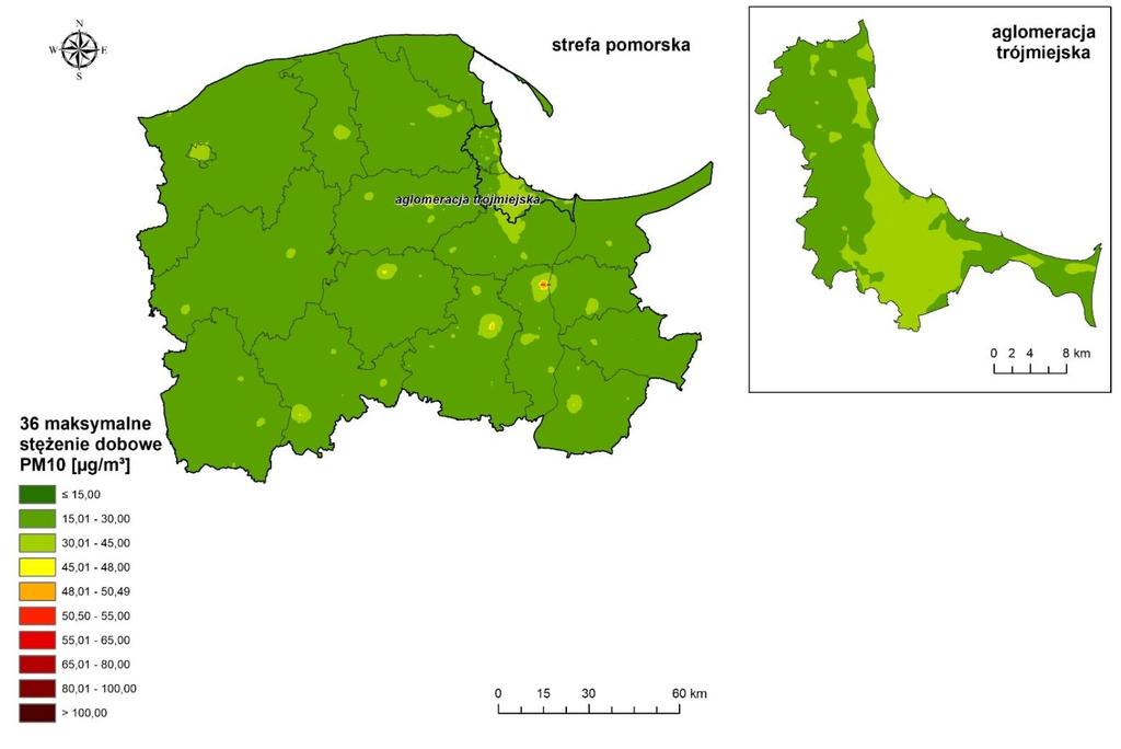 Jakość powietrza w woj. pomorskim Tab. Zanieczyszczenia dla których normy jakości powietrza zostały przekroczone w 2017 r.