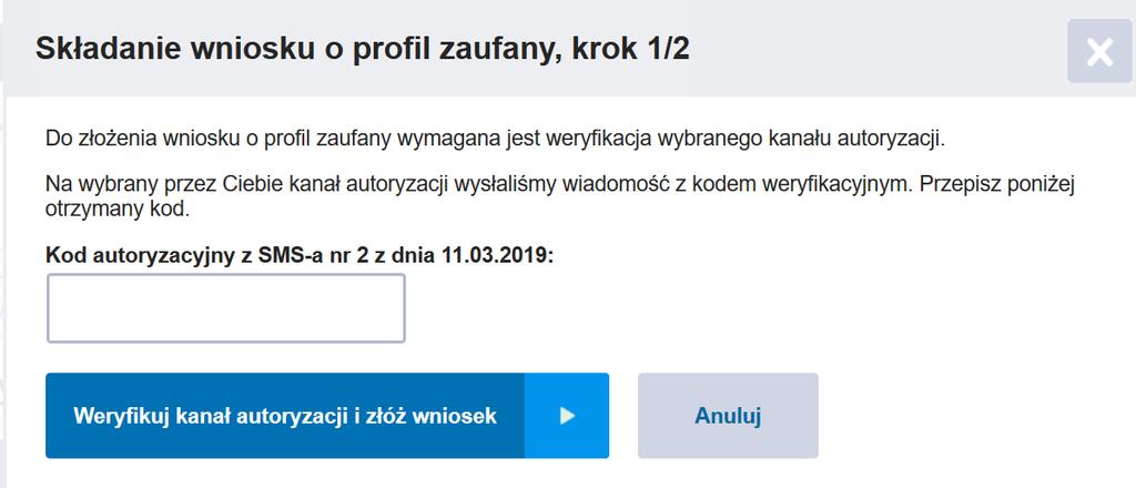 Pojawi się strona do logowania: wpisz login i hasło, i kliknij: Zaloguj mnie Krok 2. W menu użytkownika po prawej stronie należy wybrać Moje Profile Zaufane. Krok 3.