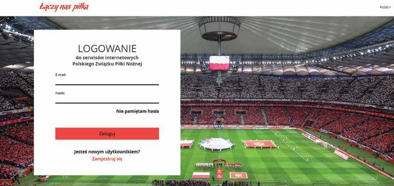 Strona logowania do serwisów internetowych Polskiego Związku Piłki Nożnej Jeżeli użytkownik posiada konto w serwisach internetowych Polskiego Związku Piłki Nożnej, musi wpisać swój adres e-mail oraz