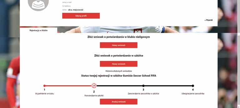 Profil zawodnika Po wypełnieniu formularza rejestracji w szkółce piłkarskiej, należy oczekiwać na zatwierdzenie dziecka w szkółce piłkarskiej