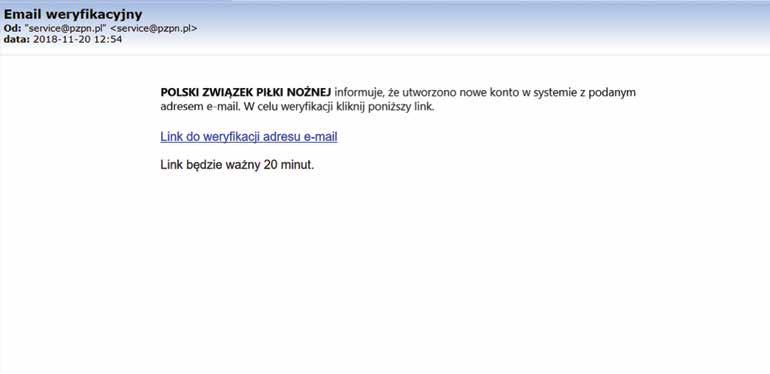 Skrzynka mailowa użytkownika Kliknięcie w link do weryfikacji adresu e-mail.