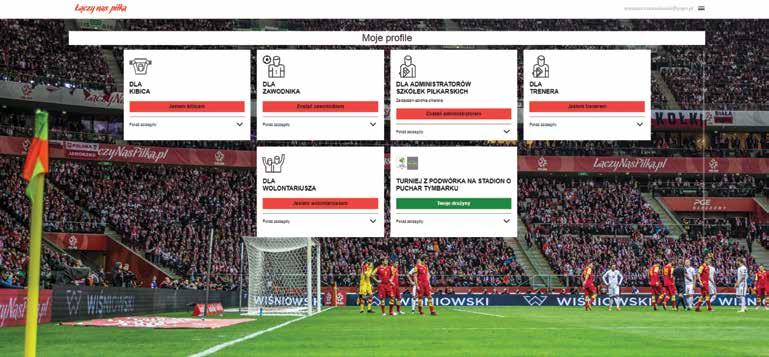 Strona wyboru profilu użytkownika po pierwszym logowaniu na Portal ŁączyNasPiłka.