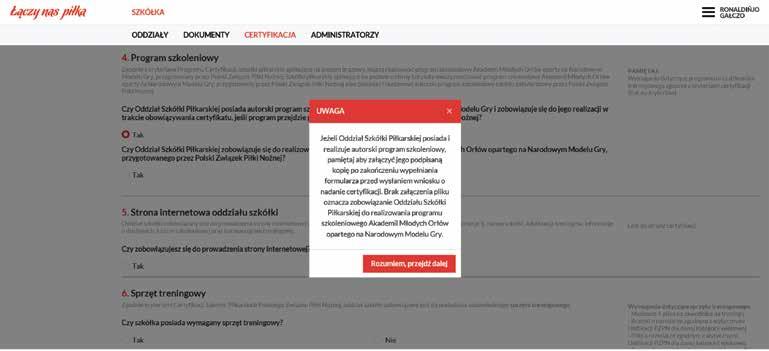 Zakładka: CERTYFIKACJA / NOWY FORMULARZ Po kliknięciu przycisku Rozumiem, przejdź dalej