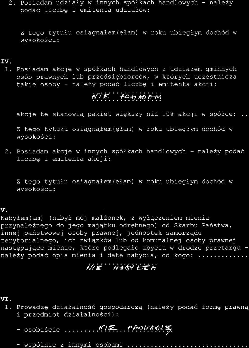2 Posladam udzialy w innych sp6lkach handlowych - nalezy podai liczbe i emitenta udzial6w: ry +^R^ F!rfr1 Zr LcgU Ly Lu lrr osi aona lem (plam) vv!{yii{! vll! \! grll/!